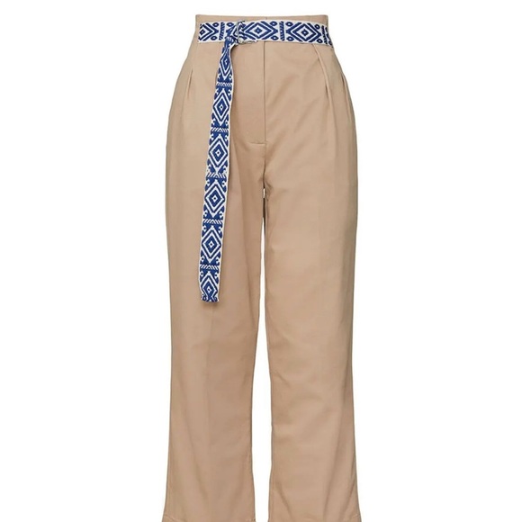 Mira Mikati Boho Khaki Pleaded Cropped Cotton Pants Size EU 36 (2/4) Coastal - Picture 5 of 11